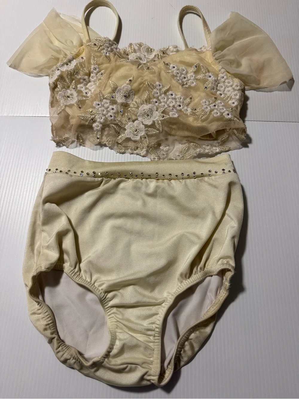 Kelle dance lyrical contemporary costume white ivory 2 piece 4472 born again SA